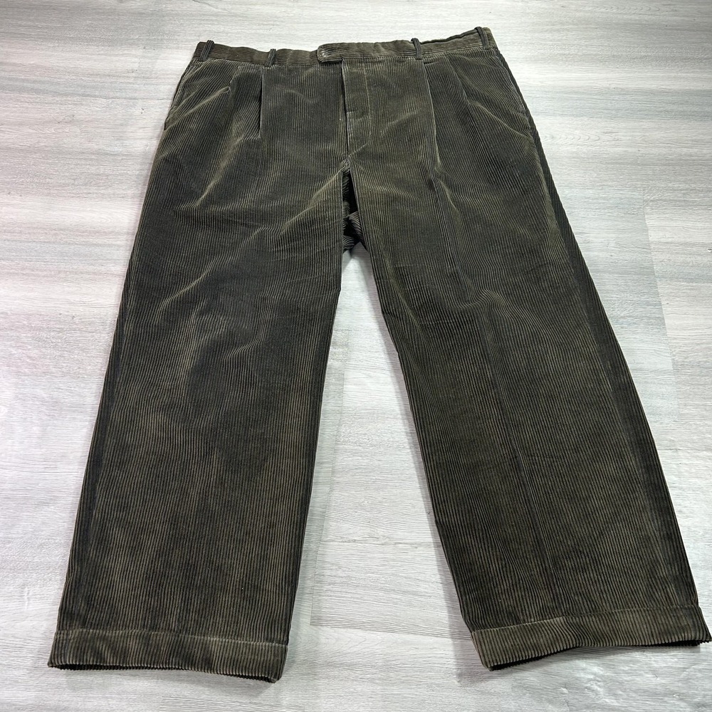 Bernard Zins Pants Mens 42x28 Brown Corduroy Pleated Cuffed Dress‎ Casual Paris